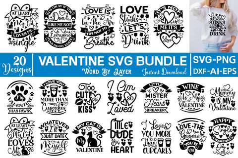 Valentine SVG Bundle SVGs,Quotes and Sayings,Food & Drink,On Sale, Print & Cut SVG DesignPlante 503 