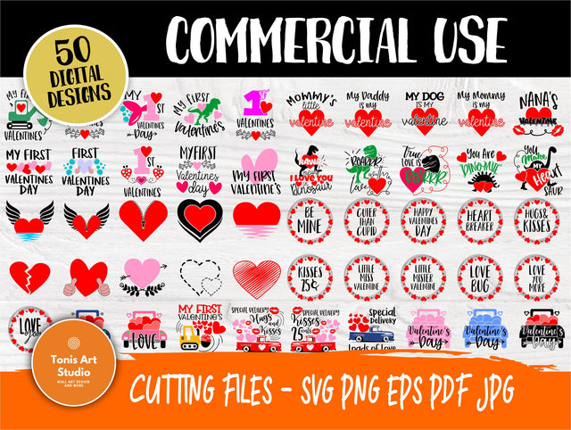 Valentine SVG Bundle | Valentine svg | 50 Shirt Designs | Valentines svg | Valentine's Day | Love svg | Svg Cricut| Silhouette Cut Files SVG TonisArtStudio 
