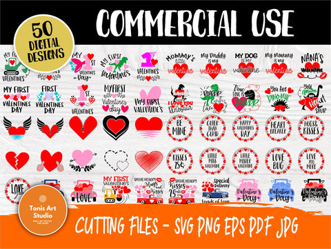 Valentine SVG Bundle | Valentine svg | 50 Shirt Designs | Valentines svg | Valentine's Day | Love svg | Svg Cricut| Silhouette Cut Files SVG TonisArtStudio 