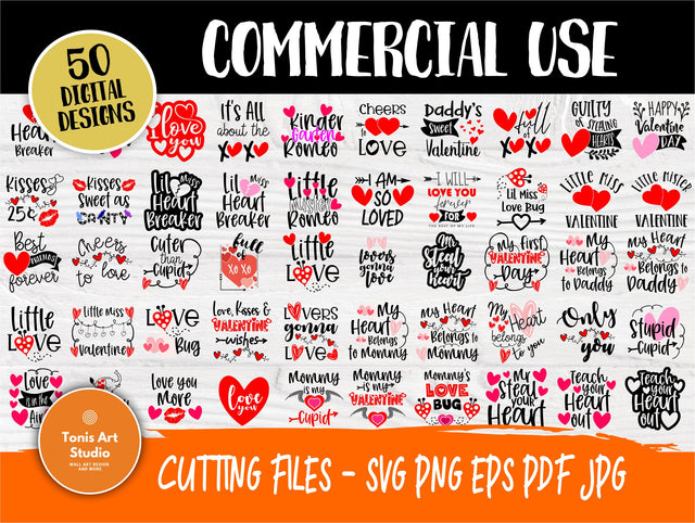 Valentine SVG Bundle | Valentine svg | 50 Shirt Designs | Valentines svg | Valentine's Day svg | Love svg Bundle | Cricut, Silhouette files SVG TonisArtStudio 