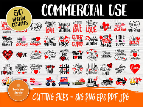 Valentine SVG Bundle | Valentine svg | 50 Shirt Designs | Valentines svg | Valentine's Day svg | Love svg Bundle | Cricut, Silhouette files SVG TonisArtStudio 