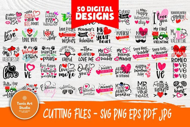 Valentine SVG Bundle | Valentine svg | 50 Shirt Designs | Valentines svg | Valentine's Day svg | Love svg Bundle | Cricut, Silhouette files SVG TonisArtStudio 