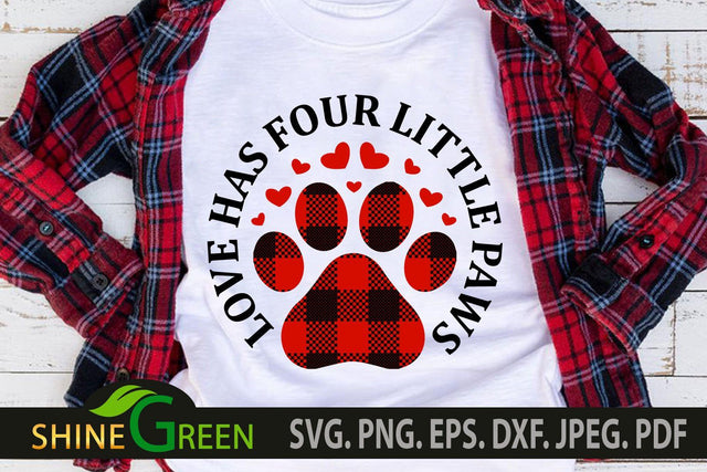 Valentine SVG - Dog, Cat Buffalo Plaid Paw Love Quote SVG SVG Shine Green Art 