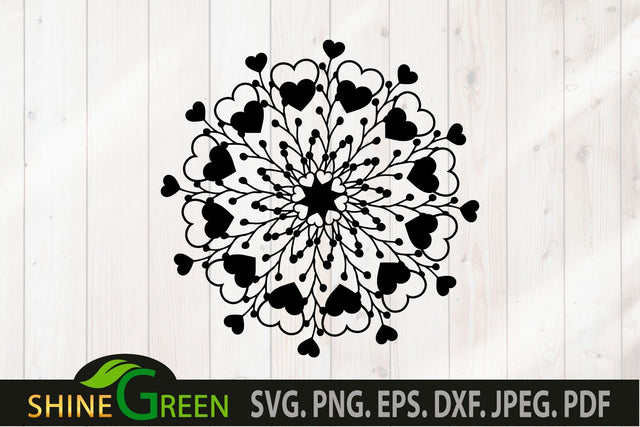 Valentine SVG - Floral Heart Mandala SVG SVG Shine Green Art 