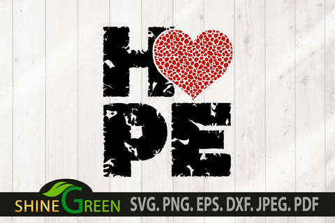 Valentine SVG - Hope Grunge with Animal Print Heart SVG SVG Shine Green Art 