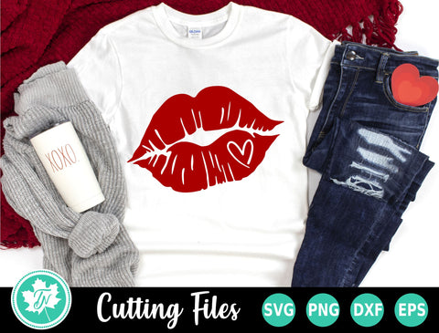 Valentine SVG | Lips with Heart SVG TrueNorthImagesCA 