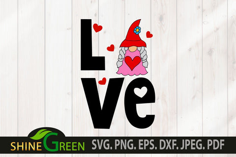 Valentine SVG - Love Female Gnome SVG SVG Shine Green Art 