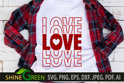 Valentine SVG - Love Stack Buffalo Plaid Heart SVG SVG Shine Green Art 