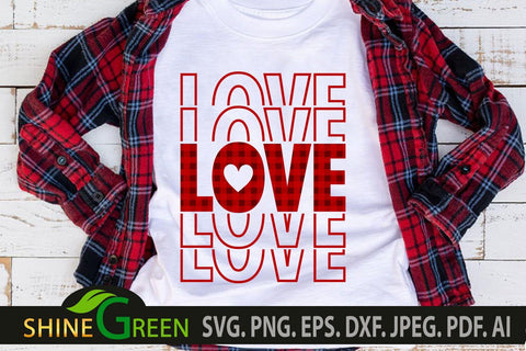 Valentine SVG - Love Stack Buffalo Plaid Heart SVG SVG Shine Green Art 