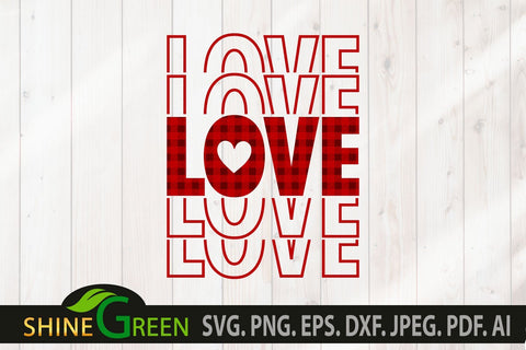 Valentine SVG - Love Stack Buffalo Plaid Heart SVG SVG Shine Green Art 
