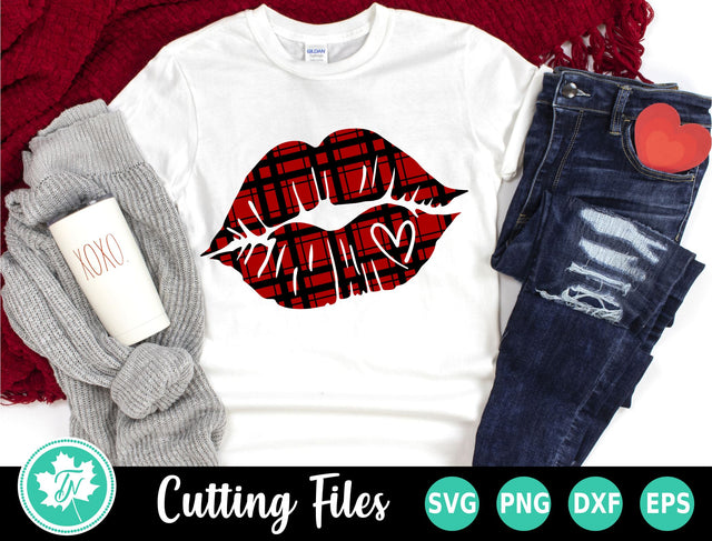 Valentine SVG | Plaid Lips SVG SVG TrueNorthImagesCA 