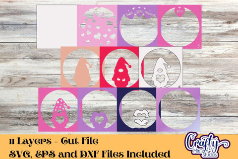 Valentine Svg Shadow Box, Gnome 3D Gift Design Love You More SVG Crafty Mama Studios 