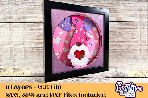 Valentine Svg Shadow Box, Gnome 3D Gift Design Love You More SVG Crafty Mama Studios 