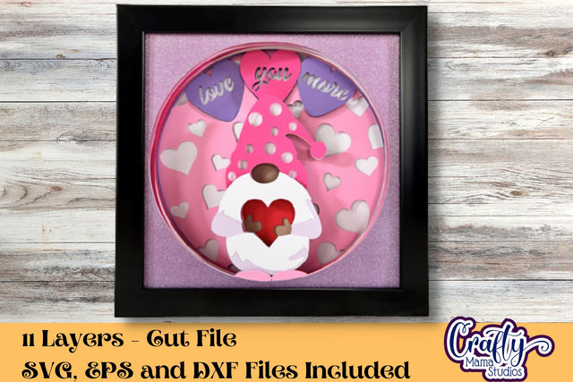 Valentine Svg Shadow Box, Gnome 3D Gift Design Love You More SVG Crafty Mama Studios 