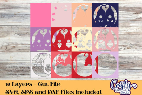 Valentine Svg Shadow Box, Gnome 3D Gift Design Lovebird Gonk SVG Crafty Mama Studios 