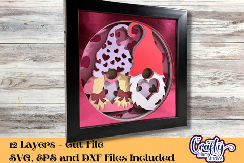 Valentine Svg Shadow Box, Gnome 3D Gift Design Lovebird Gonk SVG Crafty Mama Studios 