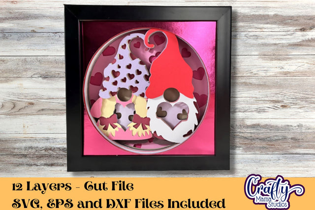 Valentine Svg Shadow Box, Gnome 3D Gift Design Lovebird Gonk SVG Crafty Mama Studios 