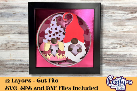 Valentine Svg Shadow Box, Gnome 3D Gift Design Lovebird Gonk SVG Crafty Mama Studios 
