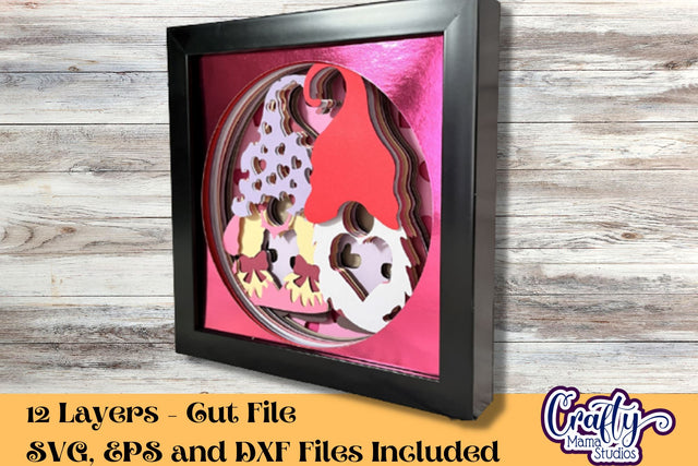 Valentine Svg Shadow Box, Gnome 3D Gift Design Lovebird Gonk SVG Crafty Mama Studios 