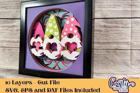 Valentine Svg Shadow Box, Gnome 3D Gift Design Triple Gnome SVG Crafty Mama Studios 