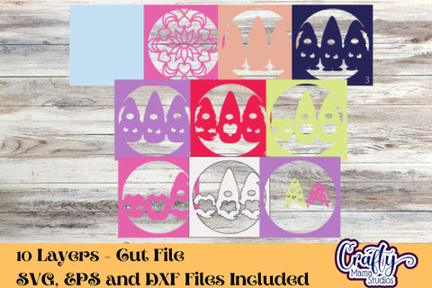 Valentine Svg Shadow Box, Gnome 3D Gift Design Triple Gnome SVG Crafty Mama Studios 