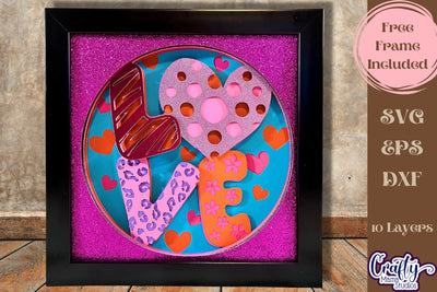 Valentine Svg Shadow Box, Love 3D Gift Design Pattern Heart SVG Crafty Mama Studios 