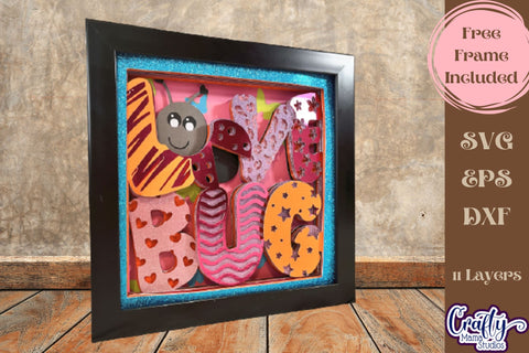 Valentine Svg Shadow Box, Love Bug 3D Gift Design Ladybug SVG Crafty Mama Studios 