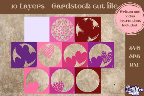 Valentine Svg Shadow Box, Triple Heart 3D Gift Design File SVG Crafty Mama Studios 