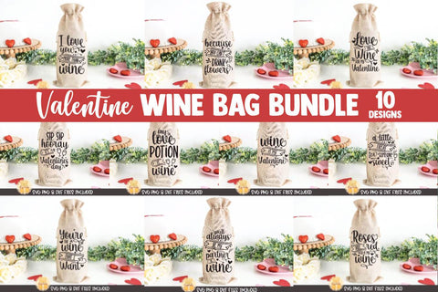 Valentine SVG | Valentine Wine Bag SVG Bundle | 10 Designs SVG Cheese Toast Digitals 
