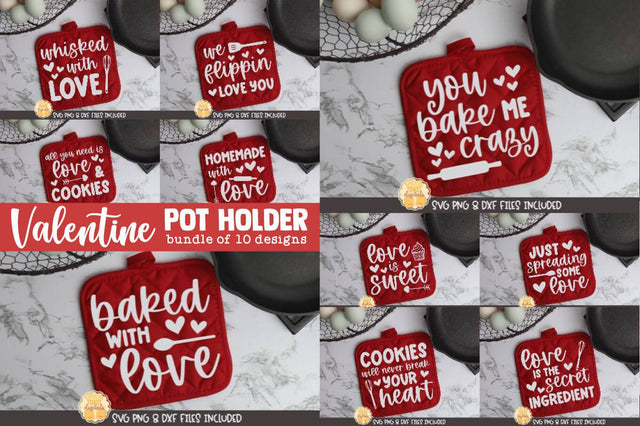 Valentine SVG | Valentine's Day Pot Holder SVG Bundle SVG Cheese Toast Digitals 