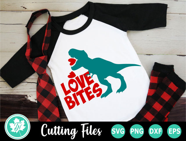 Valentine SVG | Valentines Day SVG | Love Bites Dinosaur SVG TrueNorthImagesCA 