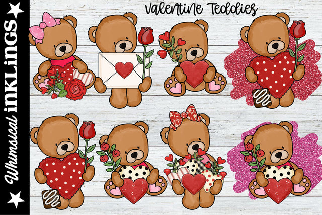 Valentine Teddies Sublimation Clipart Sublimation Whimsical Inklings 