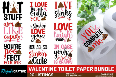 Valentine Toilet Paper SVG Bundle SVG Regulrcrative 