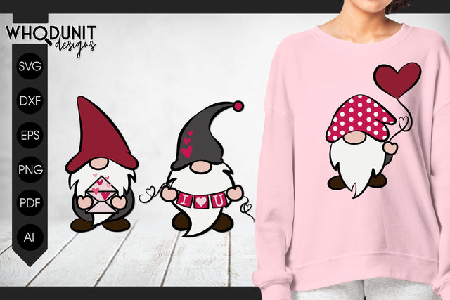 Valentine Trio | Gnomes SVG | Valentine Gnomes cut files SVG Whodunit Designs 