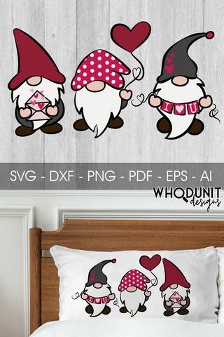 Valentine Trio | Gnomes SVG | Valentine Gnomes cut files SVG Whodunit Designs 