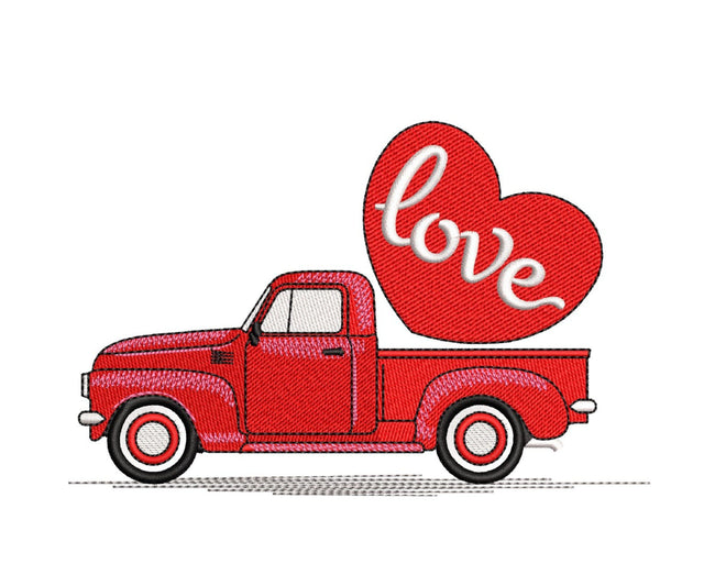Valentine Truck Embroidery Design, Heart Embroidery File, 4 sizes, Instant Download Embroidery/Applique DESIGNS Nino Nadaraia 