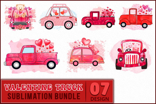 Valentine Truck Sublimation Bundle, Valentine's Day Sublimation Bundle SVG Shetara Begum 
