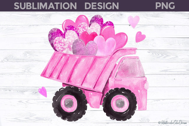 Valentine Truck Sublimation | Valentines Day Truck Sublimation WatercolorColorDream 