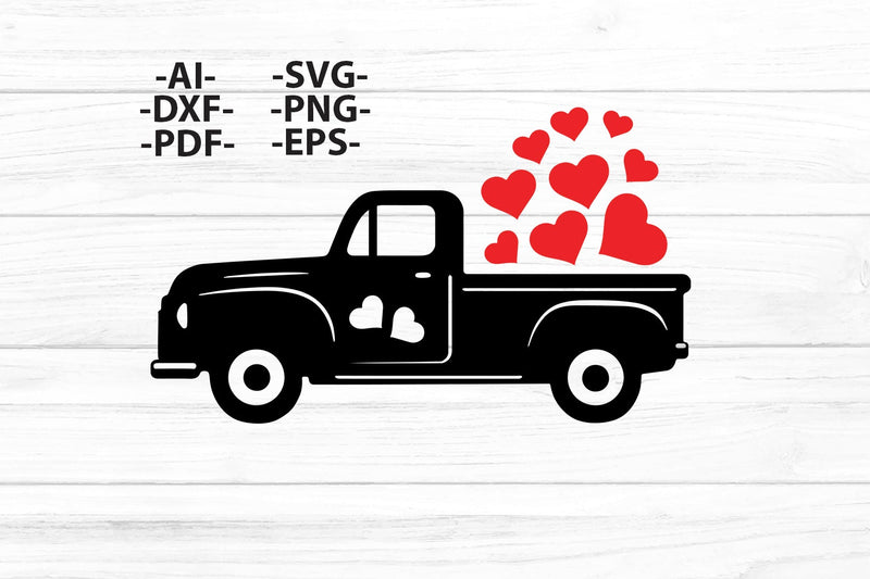 Valentine Truck Svg | truck with hearts | Valentine Truck Svg | Valentine day shirts | Love Svg | Valentine Cut files SVG 1uniqueminute 