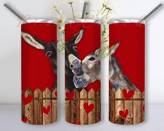 Valentine Tumbler PNG, Love Tumbler PNG, 20oz Skinny Tumbler Sublimation Template, Red Glitter Hearts Tumbler Wrap Sublimation PixelChick 