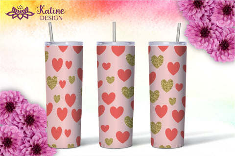 Valentine Tumbler, Valentines tumbler, Valentines Day Tumbler, Heart Tumbler, Love Tumbler, Tumbler Bundle, Wrap Sublimation design for 20 Oz Skinny Tumbler Sublimation KatineDesign 