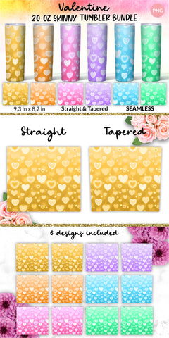 Valentine Tumbler, Valentines tumbler, Valentines Day Tumbler, Heart Tumbler, Love Tumbler, Tumbler Bundle, Wrap Sublimation design for 20 Oz Skinny Tumbler Sublimation KatineDesign 