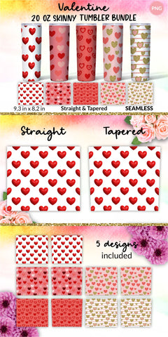 Valentine Tumbler, Valentines tumbler, Valentines Day Tumbler, Heart Tumbler, Love Tumbler, Tumbler Bundle, Wrap Sublimation design for 20 Oz Skinny Tumbler Sublimation KatineDesign 