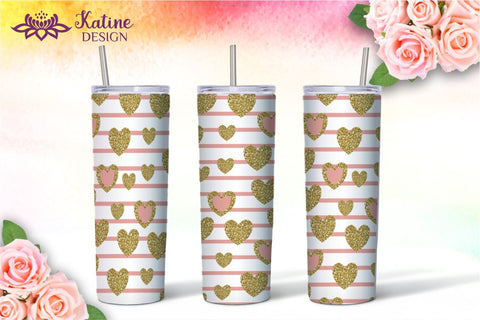 Valentine Tumbler, Valentines tumbler, Valentines Day Tumbler, Heart Tumbler, Love Tumbler, Tumbler Bundle, Wrap Sublimation design for 20 Oz Skinny Tumbler Sublimation KatineDesign 