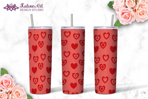 Valentine Tumbler, Valentines tumbler, Valentines Day Tumbler, Heart Tumbler, Love Tumbler, Tumbler Bundle, Wrap Sublimation design for 20 Oz Skinny Tumbler Sublimation KatineDesign 
