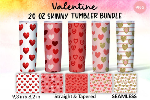 Valentine Tumbler, Valentines tumbler, Valentines Day Tumbler, Heart Tumbler, Love Tumbler, Tumbler Bundle, Wrap Sublimation design for 20 Oz Skinny Tumbler Sublimation KatineDesign 