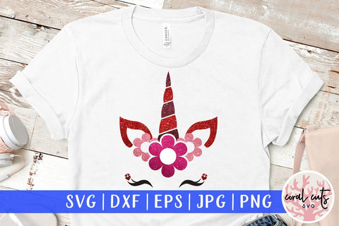 Valentine Unicorn Face-Unicorn SVG EPS DXF PNG SVG CoralCutsSVG 