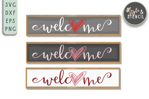 Valentine Welcome Heart SVG - PNG, DXF, EPS, SVG, Cut File SVG Style and Stencil 