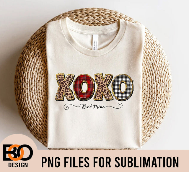 Valentine Xoxo Be Mine Plaid Leopard PNG Sublimation Sublimation BOO-design 