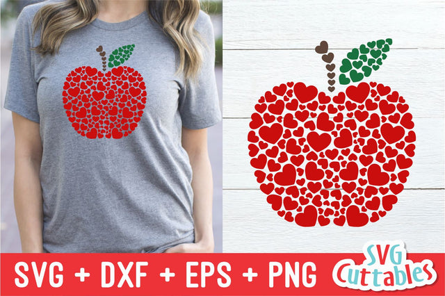 Valentine's Apple Hearts Svg Cuttables 